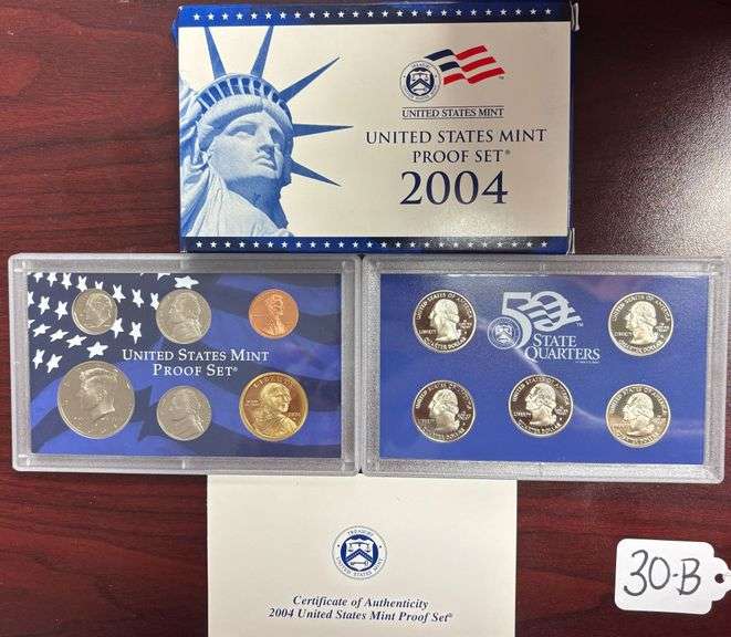 UNITED STATES MINT PROOF SET, STATE QUARTERS PROOF SET, 2004, IN BOX W/ COA image