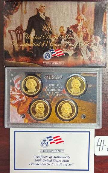 2007 UNITED STATES MINT PRESIDENTIAL $1 COIN PROOF SET IN BOX WITH COA image