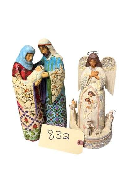 JIM SHORE: BLESSED FAMILY (MARY AND JOSEPH WITH BABY), BENEATH THE SILENT STARS (ANGEL WITH MARY, JOSEPH AND BABY ON FRONT AND WISE MEN SURROUNDING) image