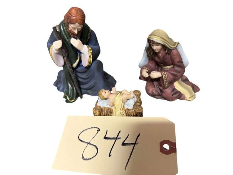 HAWTHORNE VILLAGE FIGURINES - THOMAS KINKADE NATIVITY COLLECTION: FATHER JOSEPH #J0066, MOTHER MARY #J0066, CHRIST CHILD #J0066 image