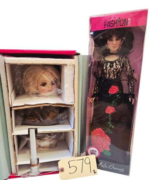 2 PORCELAIN MARIE OSMOND DOLLS: “ADORA BASSO BELLE” APPROX. 12”, MARIE FASHION “PAPER ROSES” APPROX. 18” (BOX DAMAGED/AS-IS) image