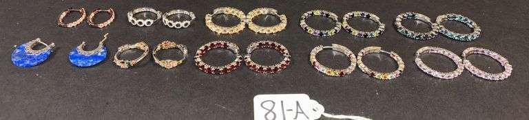 10 PAIRS OF STERLING 925 EARRINGS, VARIOUS STONES - 98.65 GRAMS, 3.17 TROY OZ TOTAL INCLUDING STONES image