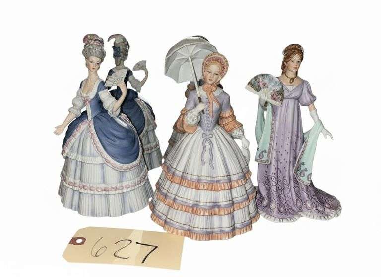 THREE LENOX LADY FIGURINES - APP. 8 INCHES TALL (THIRD SHELF DOWN IN CURIO) image