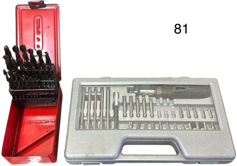 DRILL BITS IN CASE AND SCREWDRIVER SET WITH DRIVER image