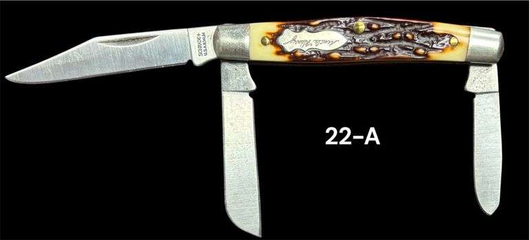 SCHRADE "UNCLE HENRY" POCKET KNIFE, STAG HANDLE, 3 BLADES, NEVER SHARPENED image