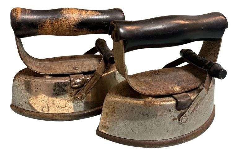 2 VINTAGE ASBESTOS 12-B SAD IRONS image