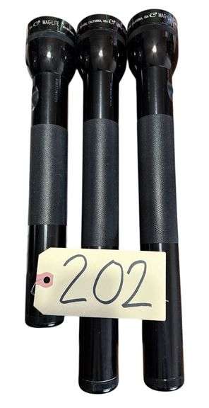 3 DURABLE MAGLITE FLASHLIGHTS - 2 APPROX. 14.5”, 1 APPROX. 12” image
