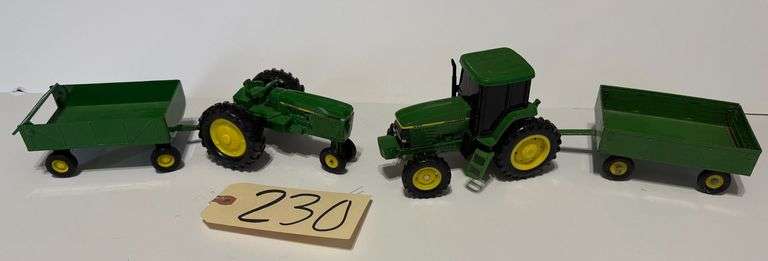 JOHN DEERE 7410 ENCLOSED CAB DIE-CAST MODEL TRACTOR W/ TRAILER, OTHER JOHN DEERE DIE-CAST MODEL TRACTOR W/ TRAILER image