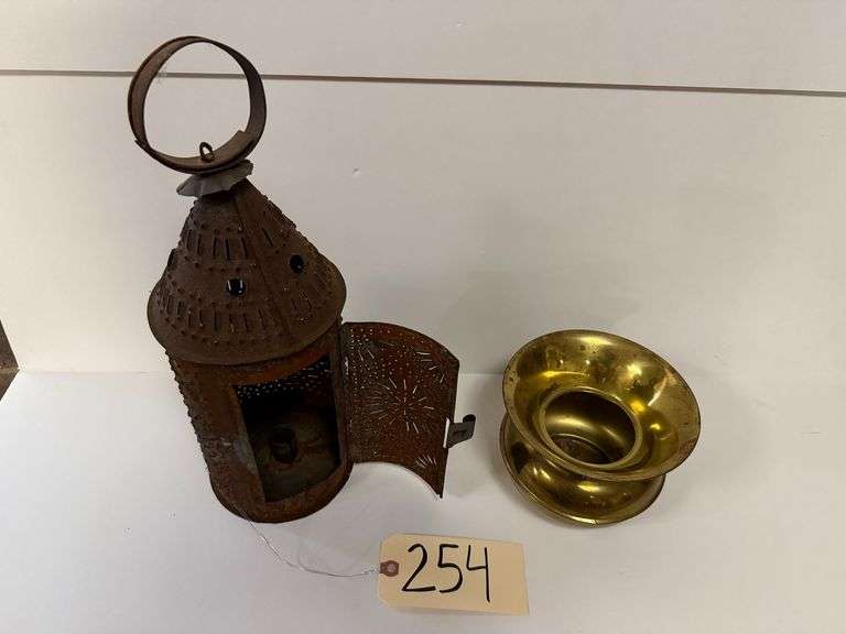 PUNCH TIN CANDLEHOLDER, SMALL BRASS SPITTOON image