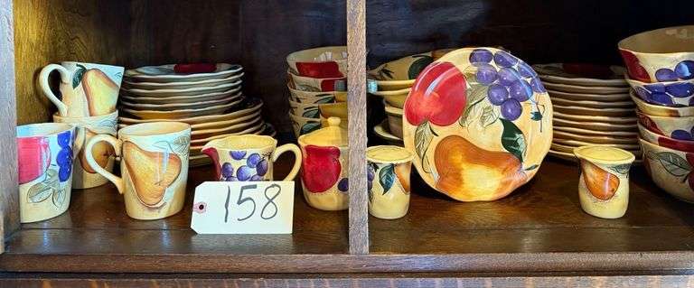 APPROX. 49 PIECES OF HOME TRENDS CHINA/DINNERWARE TO INCLUDE DINNER PLATES, SALAD PLATES, BOWLS, SERVING DISHES, CUPS, CREAM AND SUGAR, SALT AND PEPPER - SOME PIECES CHIPPED/AS-IS image