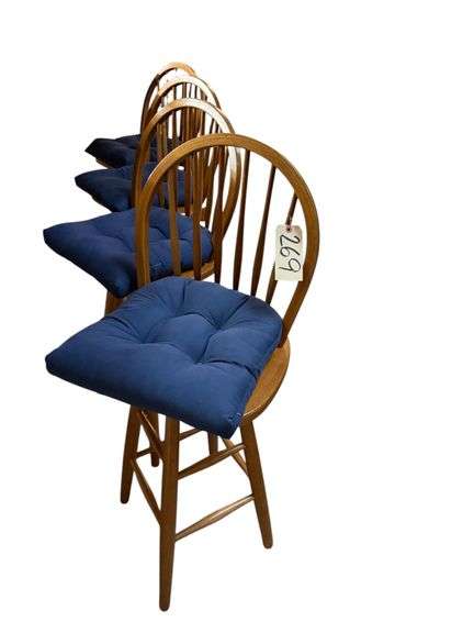 4 WOODEN SWIVEL BARSTOOLS image