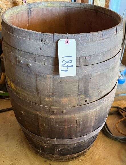 ANTIQUE WOOD OAK RAIN BARREL image
