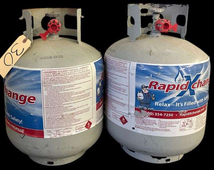 2 FULL PROPANE CANISTERS, 15 LB EACH image