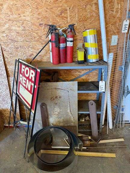 SCRAP METAL LOT WITH FOUR SHELF METAL SHELF image
