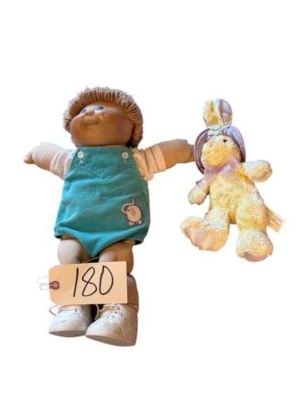 VINTAGE 1982 CABBAGE PATCH KIDS DOLL, SMALL STUFFED RABBIT image
