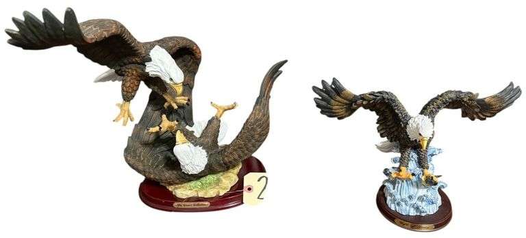 2 VINTAGE EAGLE STATUES: 1 THE CROSA COLLECTION, GIFT OF TIME image