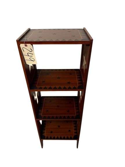 SMALL WESTERN AZTEC PATTERN THEME 4-TIER WHAT NOT SHELF W/ STAR, CACTUS, AND STEER DESIGN image