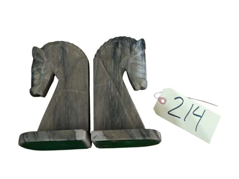 PAIR OF ONYX/MARBLE HORSE BOOKENDS APPROX. 8” image