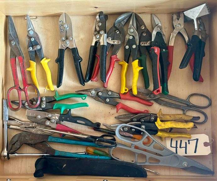 CHANNEL LOCKS, TIN SNIPS OF ALL SHAPES AND SIZES AND RATCHET image