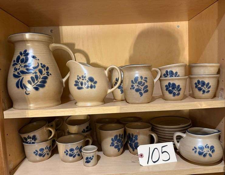 APPROX. 29 PIECES OF PFALTZGRAFF YORKTOWNE PATTERN STONEWARE TO INCLUDE CUPS, SAUCERS, 2.5QT. WATER PITCHER, CREAMERS, MUGS, TOOTHPICK HOLDER, 2 SERVING PITCHERS, GRAVY BOAT image