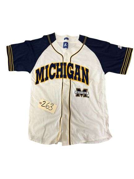 STARTER UNIVERSITY OF MICHIGAN SIZE MEDIUM VINTAGE BASEBALL JERSEY image