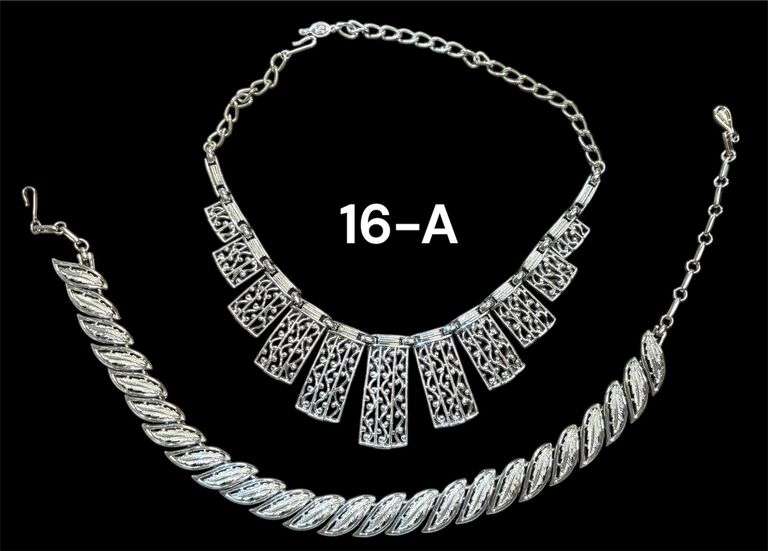 TWO VINTAGE NECKLACES, SILVER COLOR - 1 MARKED CORO, 1 MARKED SARAH COVENTRY image