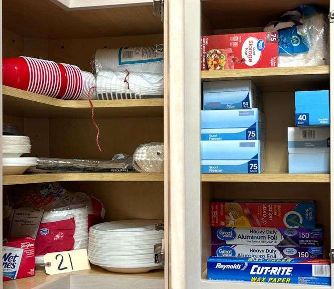 WAX PAPER, STORAGE BAGS, ALUMINUM FOIL, UNOPENED FREEZER BAGS, DISPOSABLE COFFEE CUPS, PAPER PLATES, NAPKINS, WET WIPES image