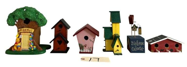 6 DECORATIVE WOODEN PAINTED BIRDHOUSES image