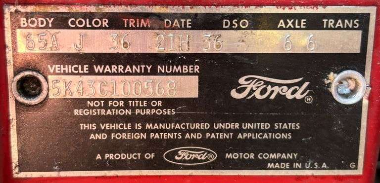 FORD FAIRLANE 500, ENGINE BLOCK ONLY, HAS TENNESSEE TITLE.  ON TRAILER