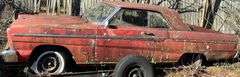 FORD FAIRLANE 500, ENGINE BLOCK ONLY, HAS TENNESSEE TITLE.  ON TRAILER