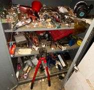 METAL CABINET W/ CONTENTS TO INCLUDE SOCKETS, DRIVERS, WRENCHES, PNEUMATIC TOOLS, T HANDLE TOOLS, ETC.
