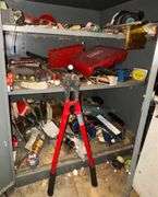 METAL CABINET W/ CONTENTS TO INCLUDE SOCKETS, DRIVERS, WRENCHES, PNEUMATIC TOOLS, T HANDLE TOOLS, ETC.