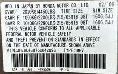 HONDA CR-V 4WD - HAS KEY - HAS WEST VIRGINIA TITLE. VIN: JHLRD78876C042898 - TIRES APPEAR TO BE INFLATED