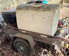SINGLE AXLE TRAILER APPROX. 82” X 48” - W/ 200 GALLON WATER SPRAYING RIG W/ HONDA 4 STROKE PUMP
