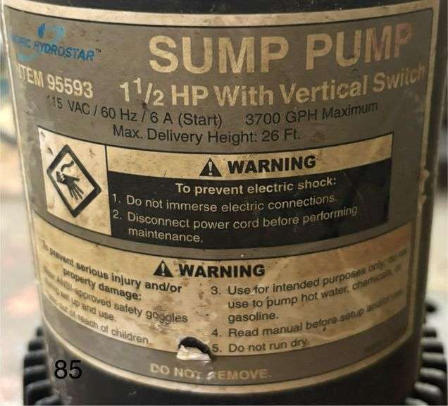 GPI MODEL 150S EXPLOSION-PROOF FUEL TRANSFER PUMP, PACIFIC HYDROSTAR SUMP PUMP MODEL 95593, UTILITY PUMP WITH MOTOR, SMALL TRANSFER PUMP WITH FILTER