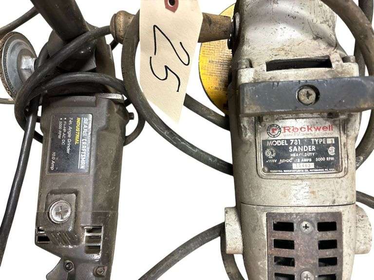 ROCKWELL MODEL 731 TYPE 1 BELT SANDER, SEARS CRAFTSMAN INDUSTRIAL 7" ANGLE GRINDER