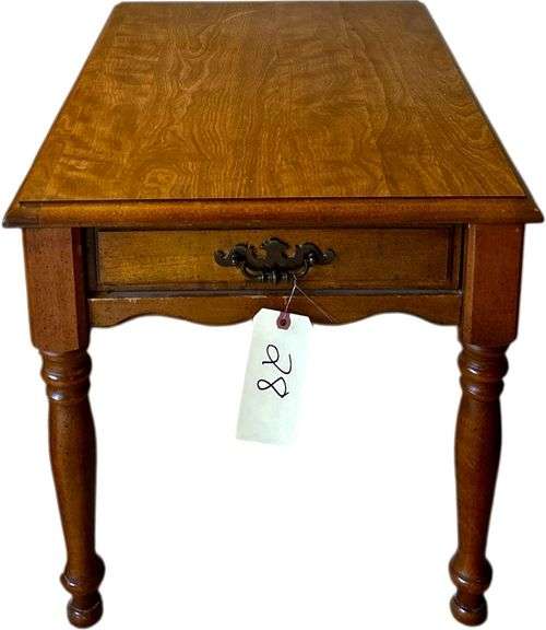 PAIR OF MATCHING WOODEN 1-DRAWER NIGHT STANDS W/ BRASS PULLS image