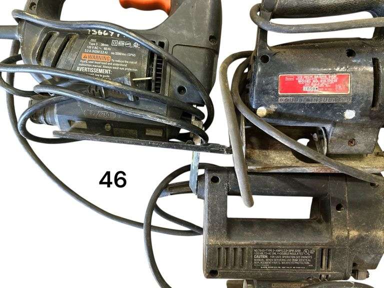3 ELECTRIC JIGSAWS: BLACK & DECKER SINGLE SPEED, SEARS CRAFTSMAN, BLACK & DECKER MODEL 7543 TYPE 2