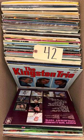 APPROXIMATELY 120 VINYL RECORDS TO INCLUDE ELVIS PRESLEY, JOHNNY CASH, FRANK SINATRA, JOHNNY MATHIS, TANYA TUCKER, RONNIE MILSAP, LYNN ANDERSON, ARETHA FRANKLIN, CONWAY TWITTY, DIANA ROSS AND THE SUPREMES, MERLE HAGGARD, KENNY RODGERS, DOTTIE WEST, NEIL DIAMOND, LEE GREENWOOD, PATSY CLINE, LORETTA LYNN, CHARLEY PRIDE, WAYLON JENNINGS, AND MANY MORE!