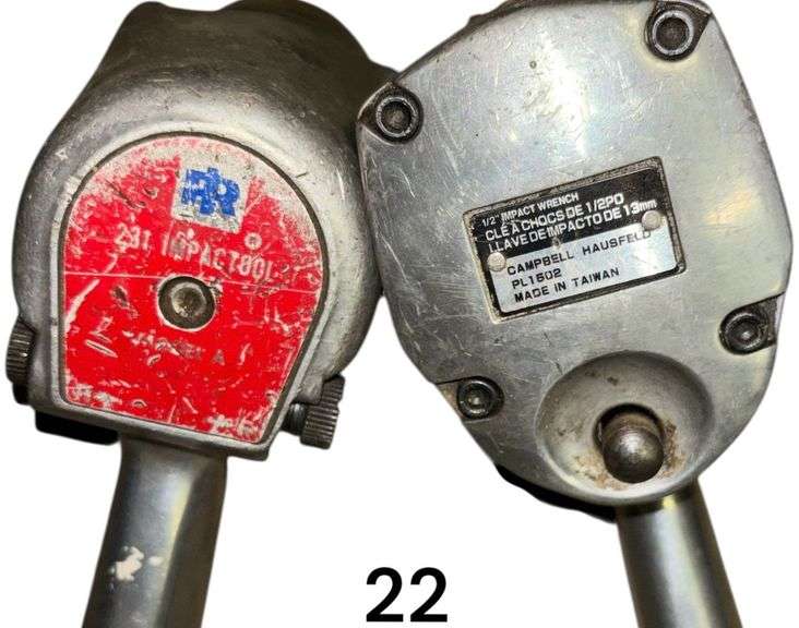 THREE PNEUMATIC IMPACT WRENCHES: CAMPBELL HAUSFELD PROFESSIONAL PL1602 1/2" DRIVE, INGERSOLL RAND 231 IMPACTOOL, AND 1 OTHER