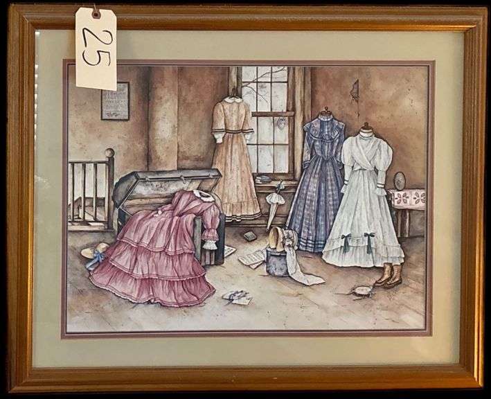 FRAMED AND MATTED PAULA VAUGHAN DRESSES PRINT #261/1000 - APPROX. 21.5" X 15.25" VIEWING AREA image