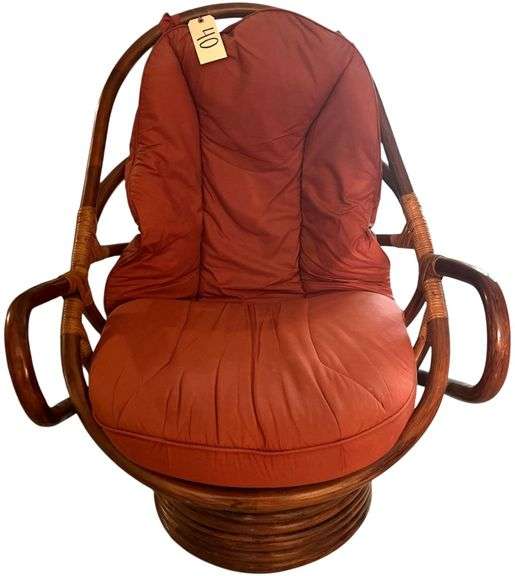 VINTAGE/MODERN TIKI RATTAN SWIVEL CHAIR