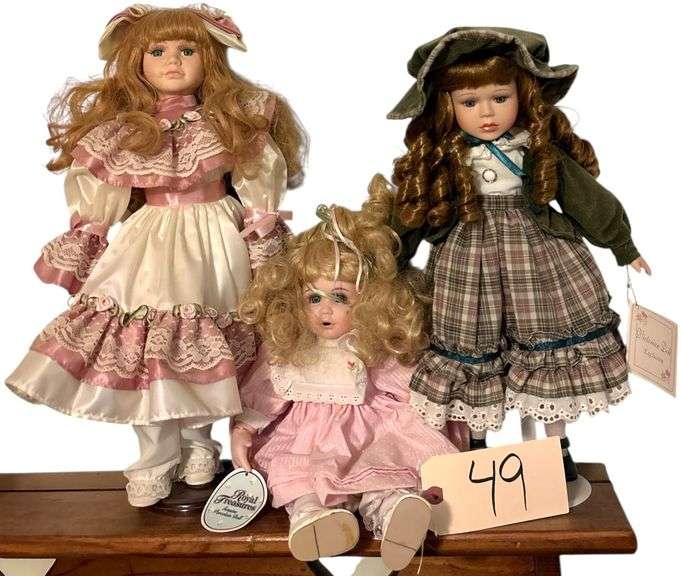 3 VINTAGE PORCELAIN DOLLS: 1 ROYAL TREASURIES, 1 VICTORIAN DOLL EXCLUSIVE, 1 OTHER image