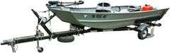 14' DURACRAFT FISHERMAN BOAT ON HIGHLANDER TRAILER W/ EVINRUDE 25HP MOTOR AND MINN KOTA EDGE TROLLING MOTOR