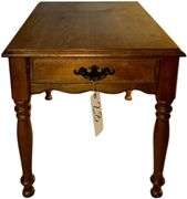 PAIR OF MATCHING WOODEN 1-DRAWER NIGHT STANDS W/ BRASS PULLS