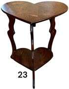 HEART-SHAPED WOODEN 3 LEG SIDE TABLE