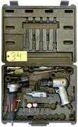 CENTRAL PNEUMATIC 3" COMPOSITE AIR CUT-OFF TOOL, CAMPBELL HAUSFELD PROFESSIONAL PNEUMATIC TOOL, AND INGERSOLL RAND PNEUMATIC TOOL WITH SMALL ASSORTMENT OF ACCESSORIES AND ATTACHMENTS
