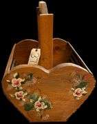 HAND-PAINTED WOODEN HEART BASKET