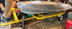 VINTAGE 14' ALUMINUM FEATHER CRAFT VAGABOND ATLANTA, GA SPEED BOAT ON GATOR BOAT TRAILER W/ EVINRUDE LARK 40HP MOTOR