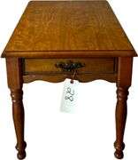 PAIR OF MATCHING WOODEN 1-DRAWER NIGHT STANDS W/ BRASS PULLS